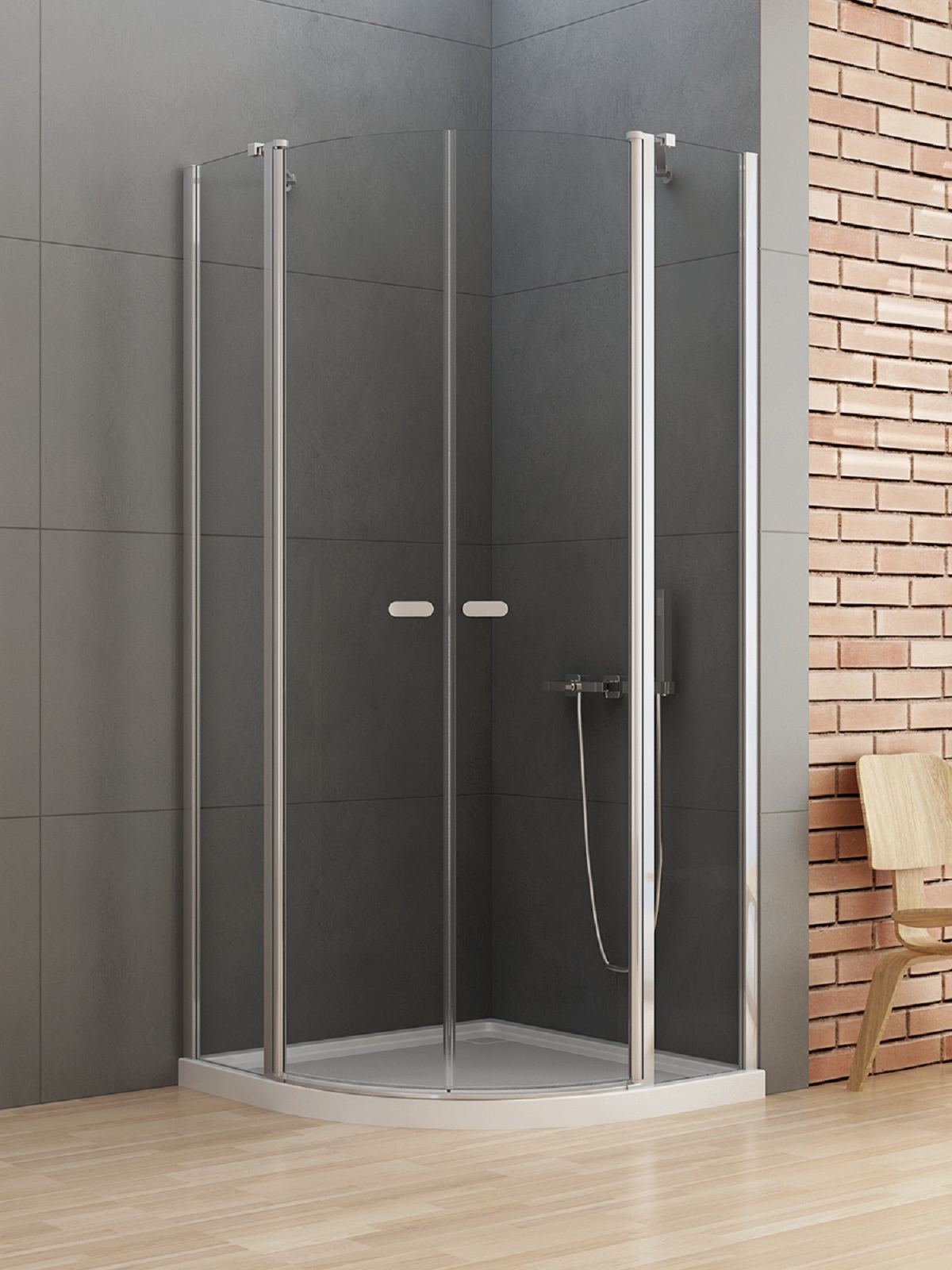 New Trendy New Soleo kabina prysznicowa 80x80 cm półokrągła chrom połysk/szkło przezroczyste K-0418
