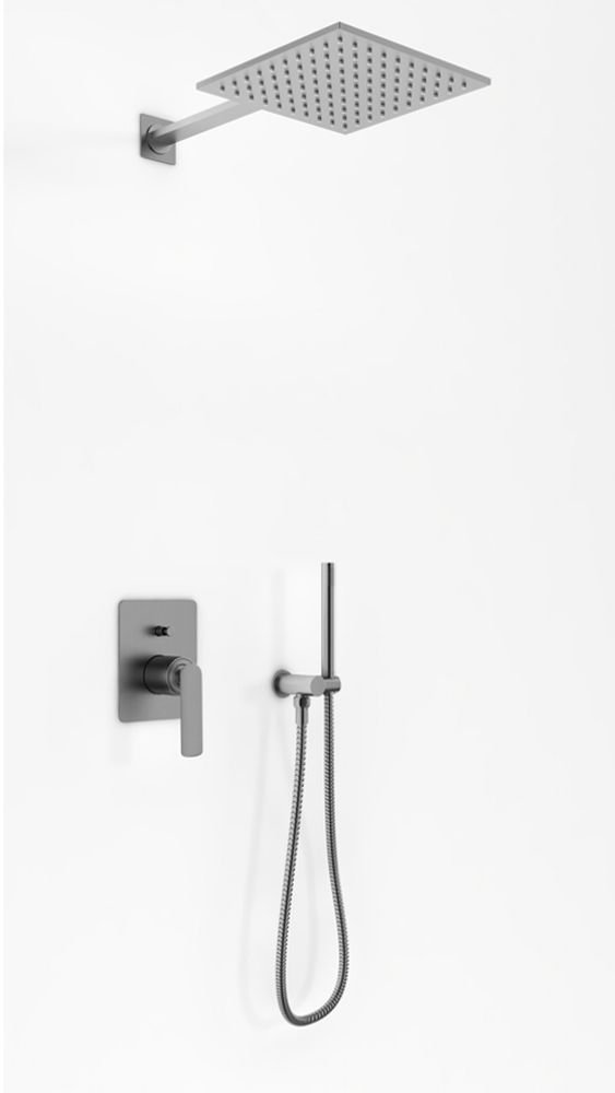 Kohlman Experience Gray zestaw prysznicowy podtynkowy z deszczownicą 25 cm szczotkowany grafit QW210EGQ25