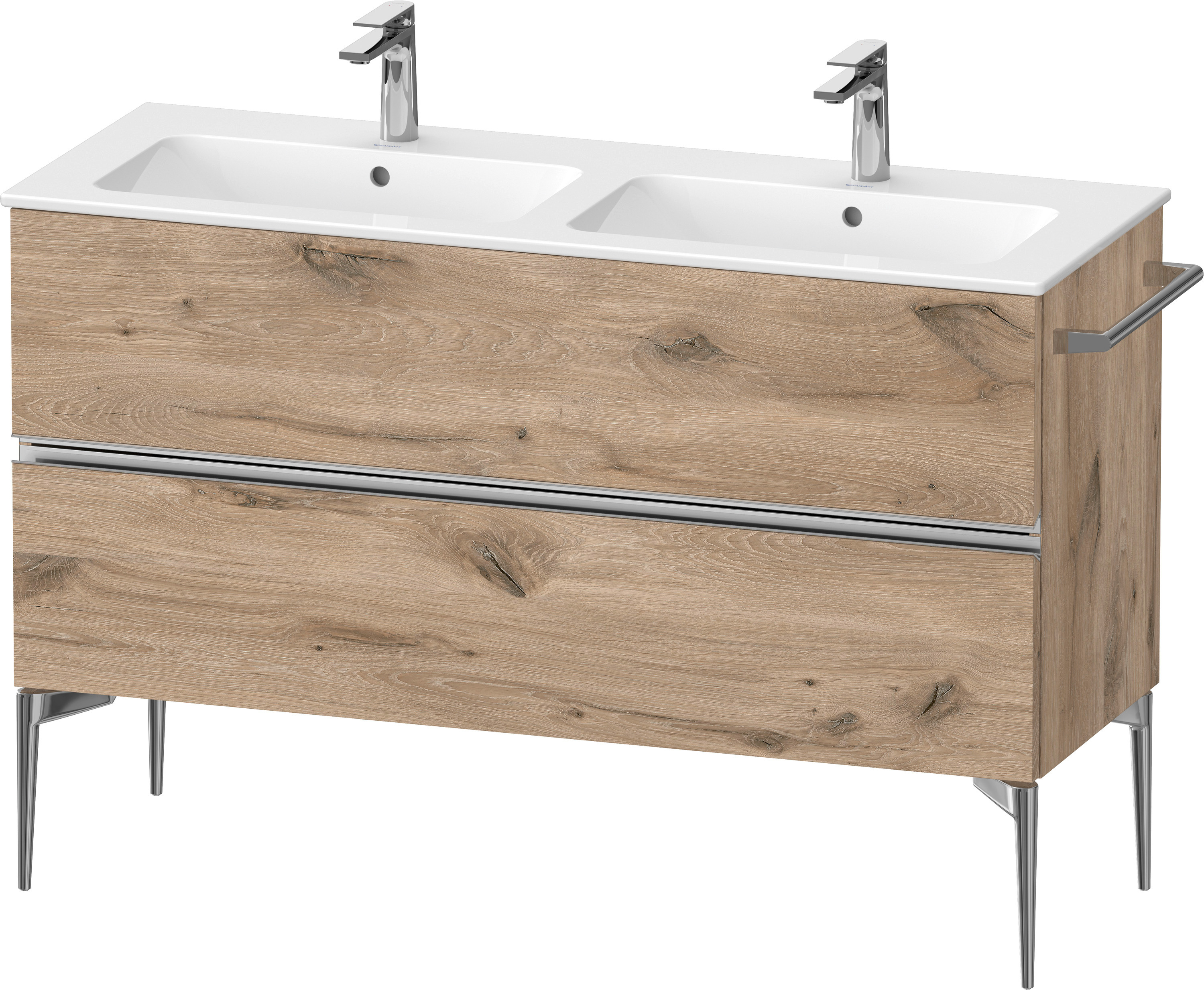 Duravit Sivida szafka 128x47,7x59,1 cm podumywalkowa wisząca dąb-chrom SV4647010550000