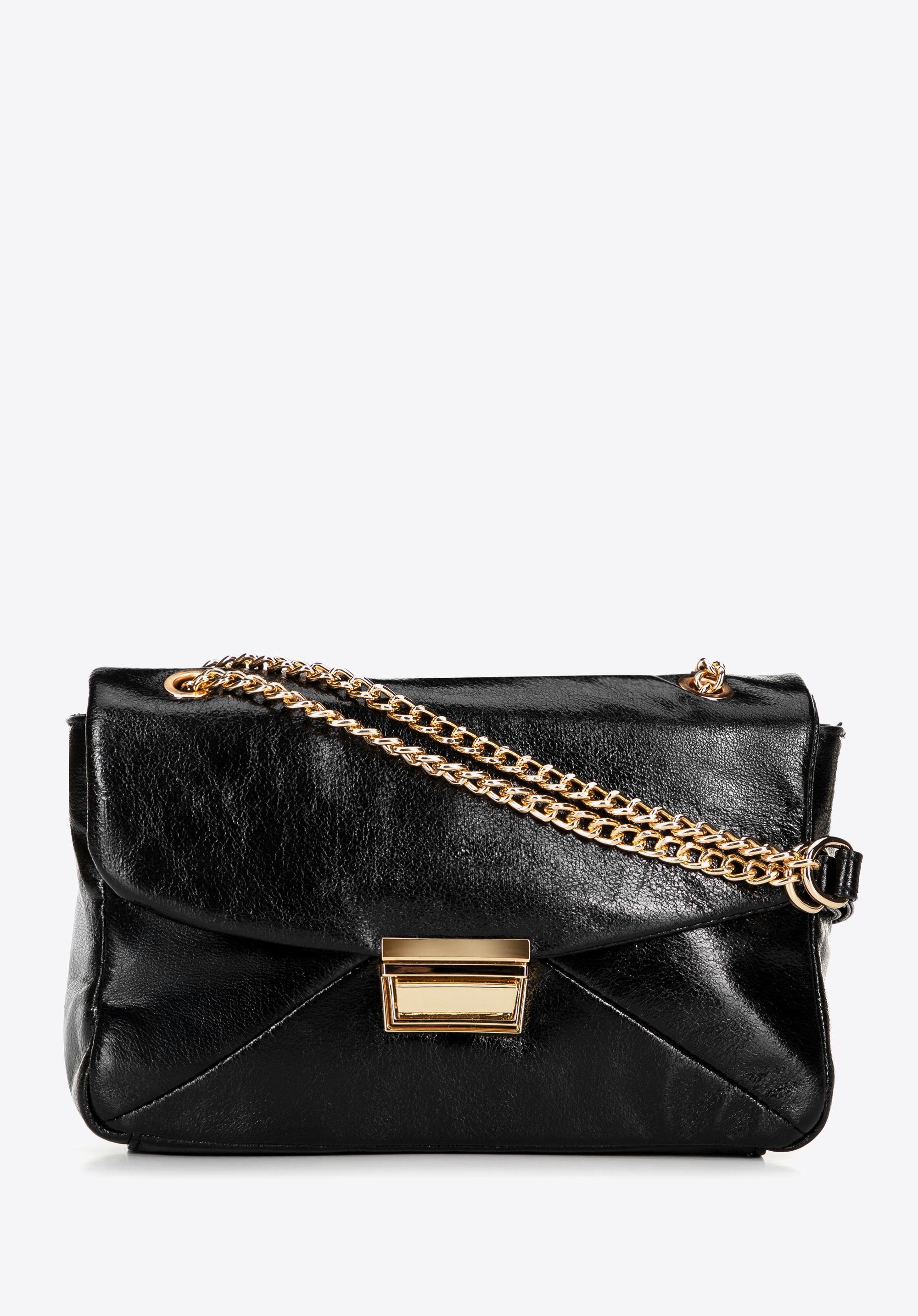 Damska crossbody z połyskującej ekoskóry czarna