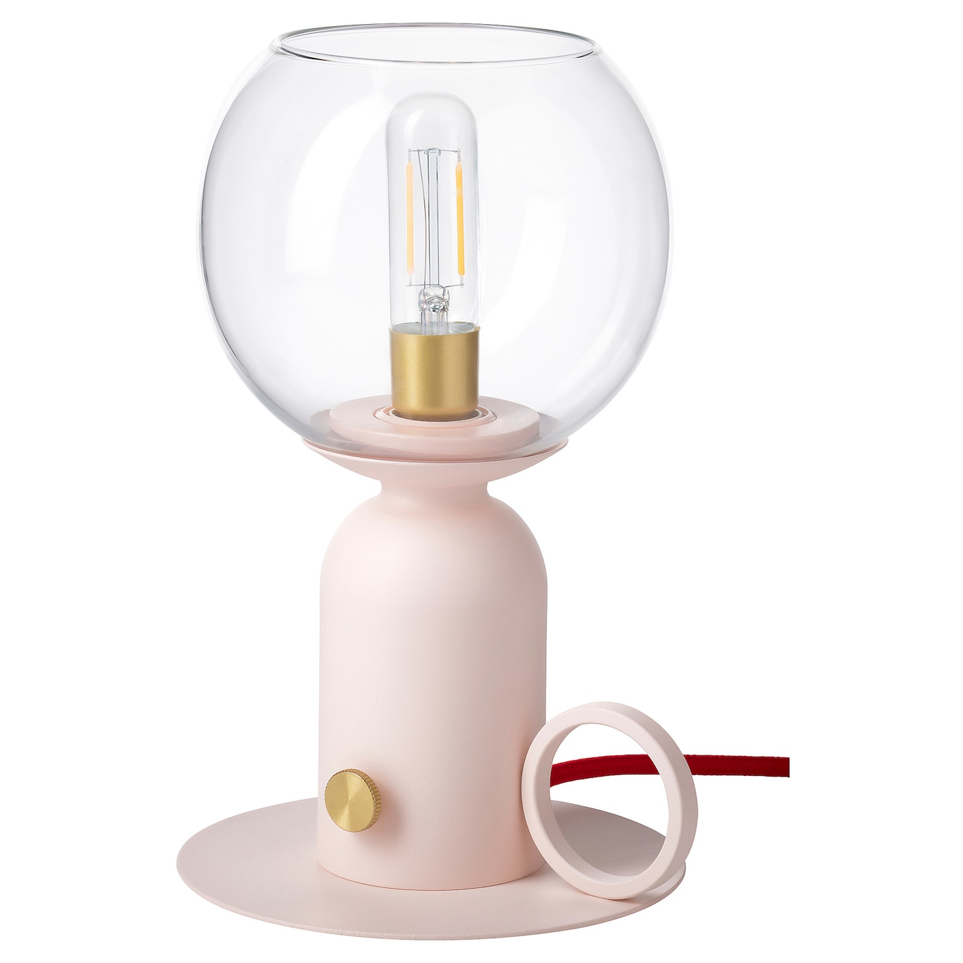 IKEA ÅSKMULLER lampa stołowa, można przyciemniać jasnoróżowy/czerwony, 24 cm