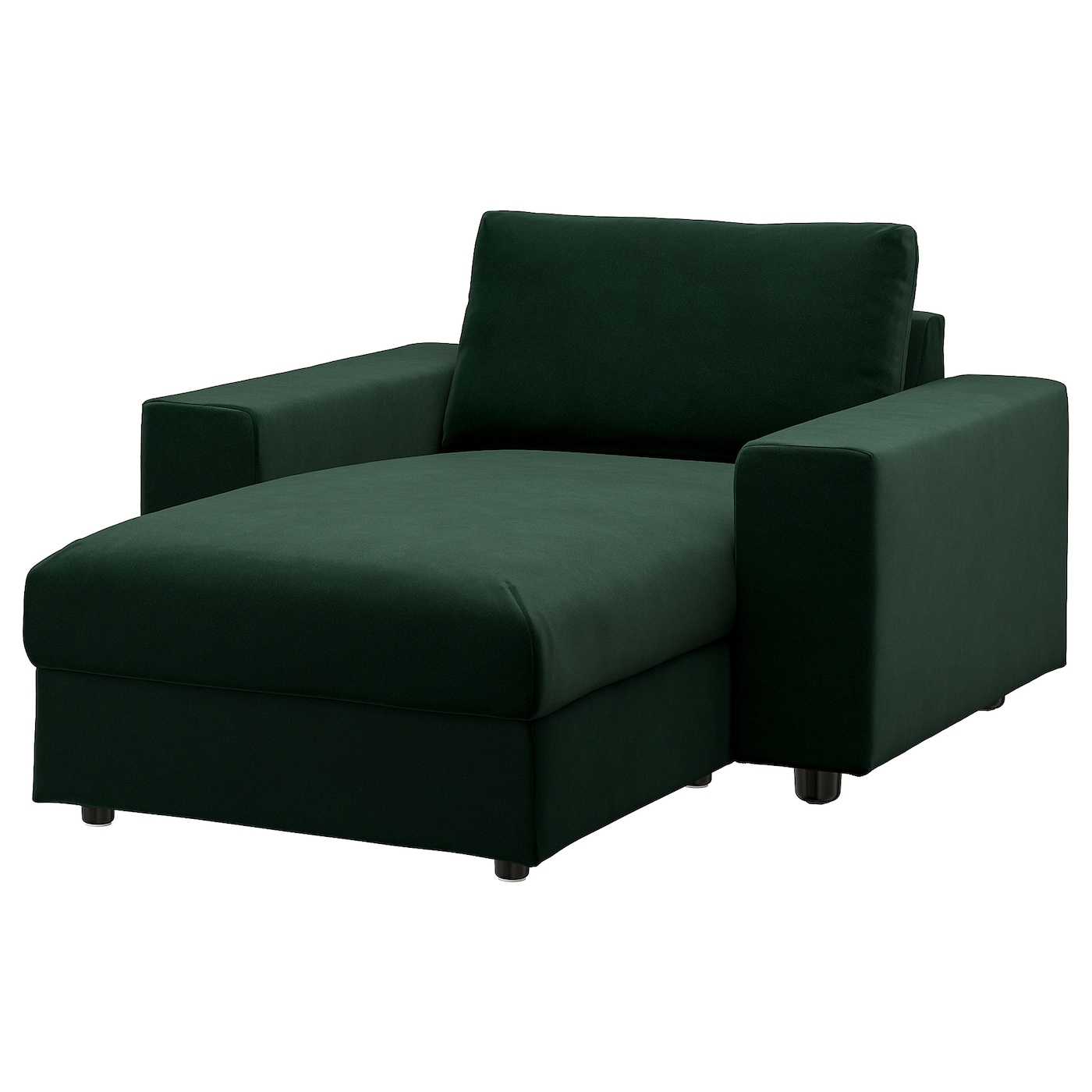 IKEA VIMLE szezlong, Djuparp/ciemnozielony z szerokimi podłokietnikami, Wysokość z poduchami oparcia: 83 cm