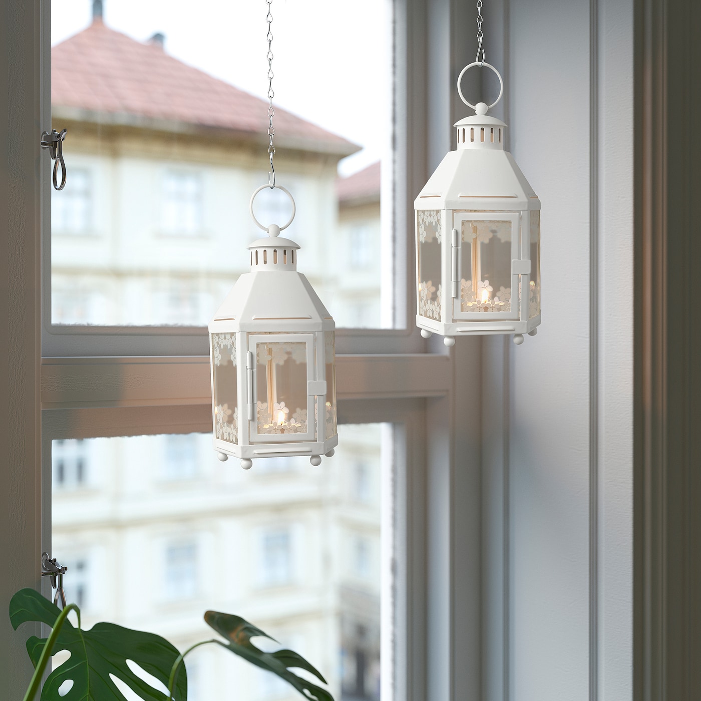 IKEA KRINGSYNT latarenka na tealighta wew/zew, biały, 21 cm