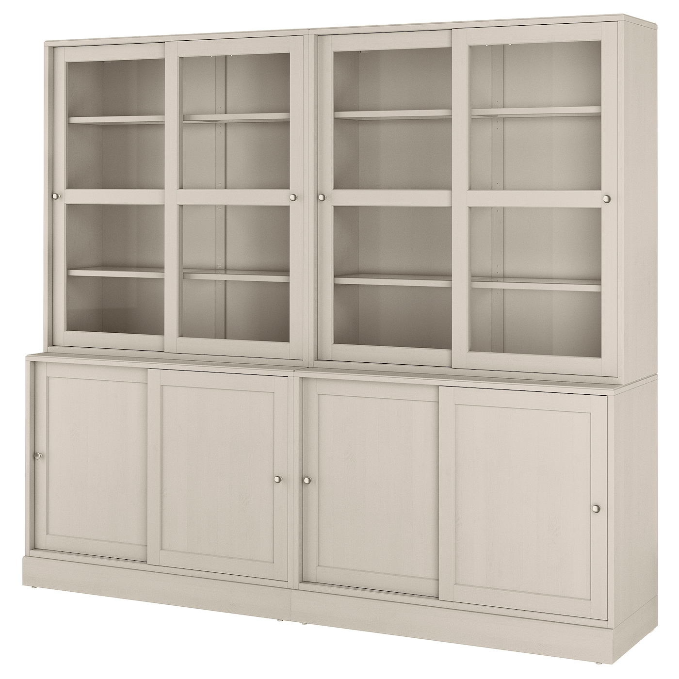 IKEA HAVSTA kombinacja drzwi szklane przesuwane, szarobeżowy, 242x47x212 cm