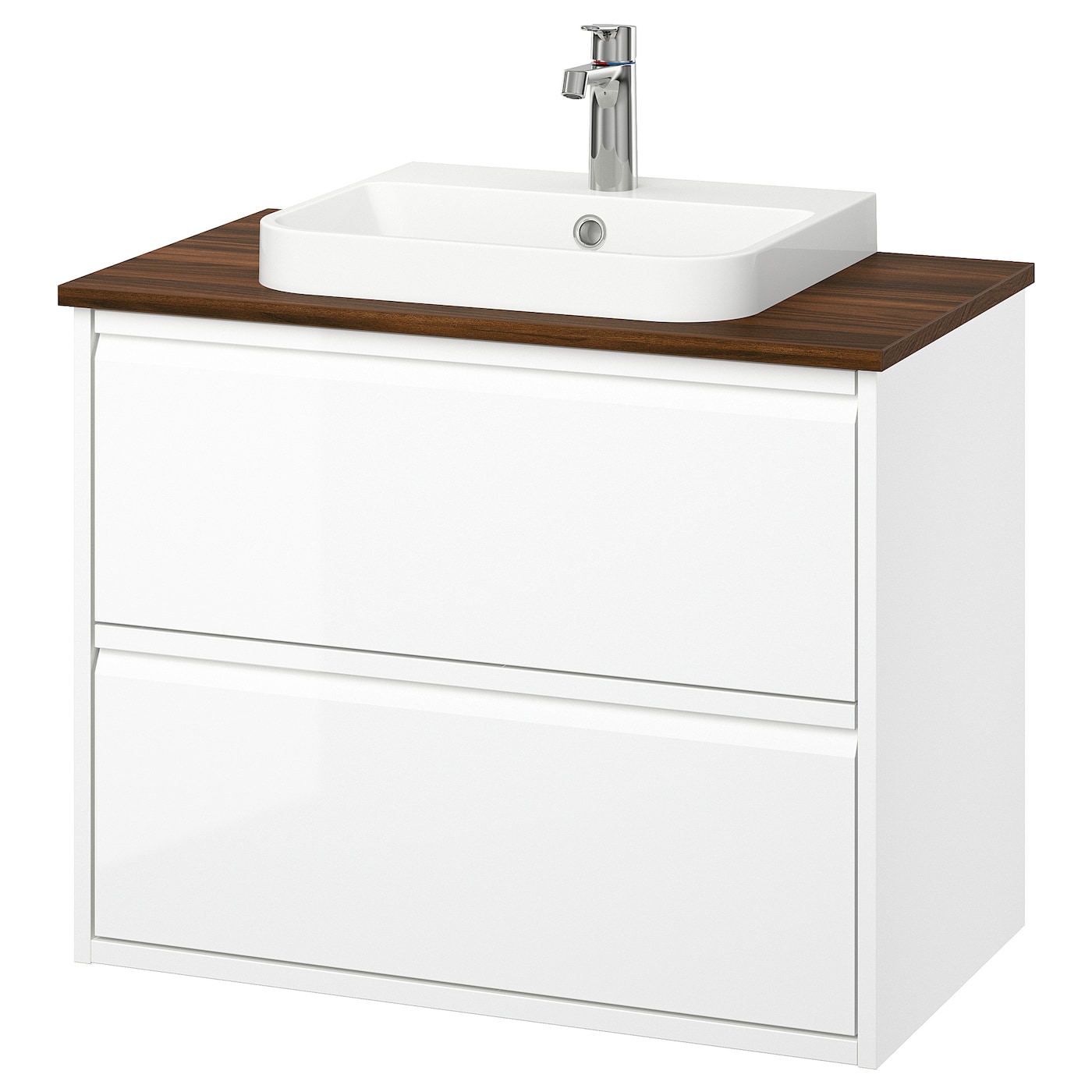 IKEA ÄNGSJÖN / BACKSJÖN szaf umyw z szufladami/umyw/bateria, połysk biały, 82x49x71 cm