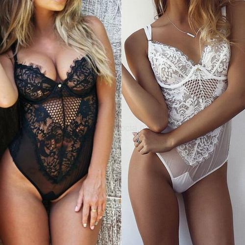 Koronkowe body bielizna czarne / białe S-XL