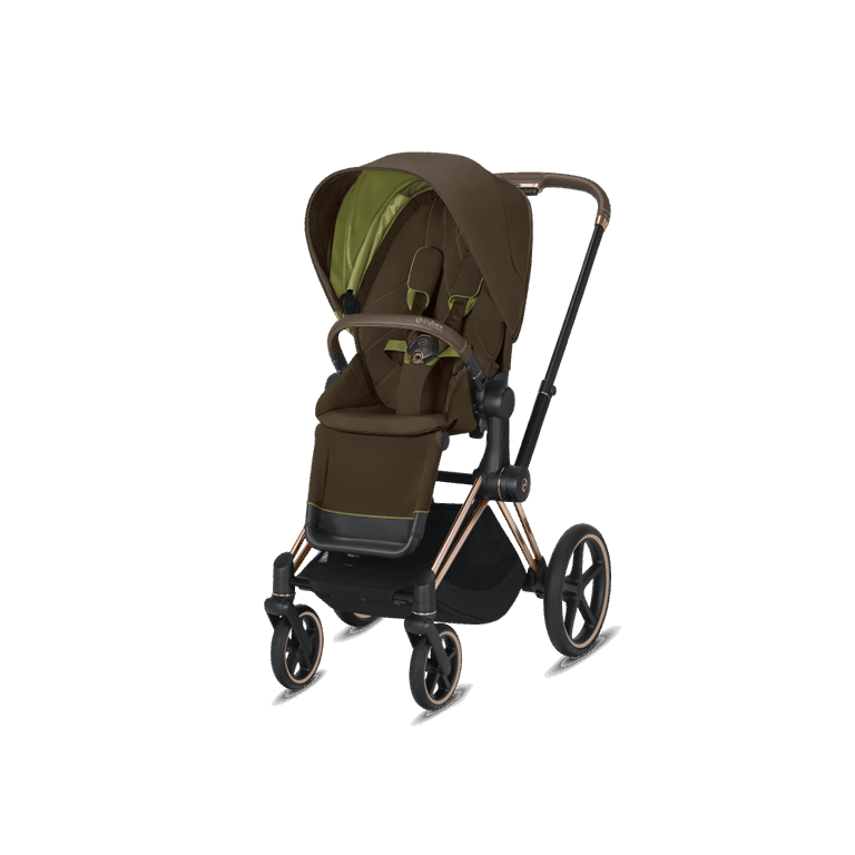 Cybex, Priam 2.0 - wózek spacerowy-Khaki Green-Chrome z czarną rączką