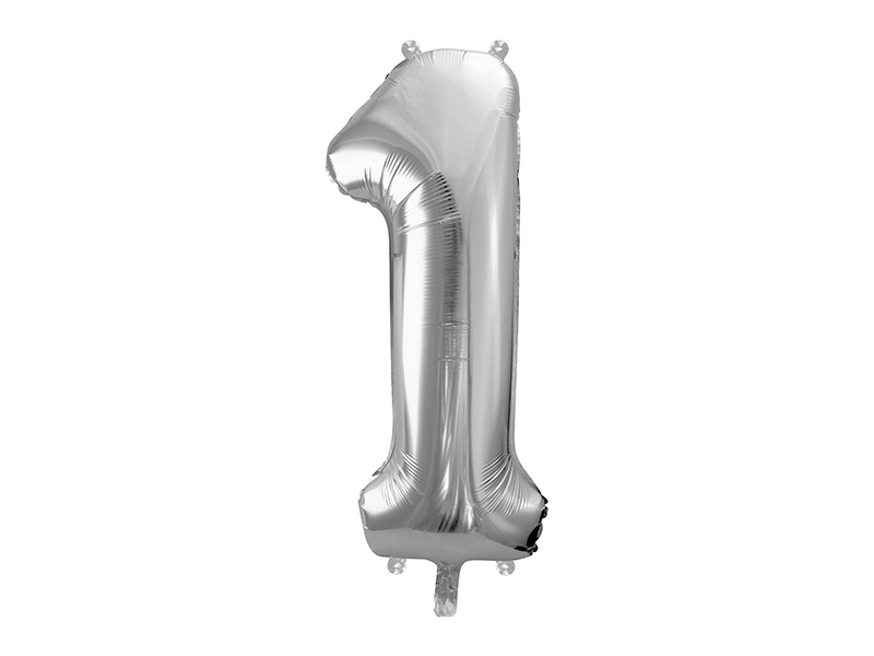 Balon foliowy Cyfra "1", 86cm, srebrny