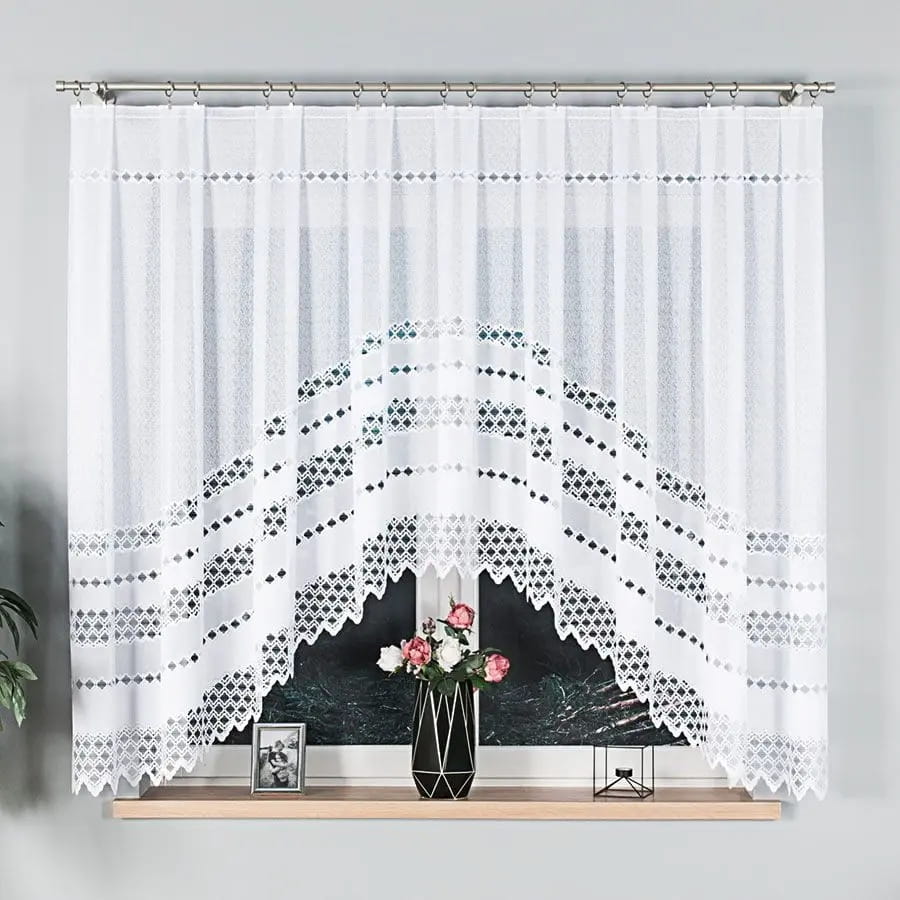 FILOMENA Firanka żakardowa gotowa 160x340cm kolor biały firanka w łuku