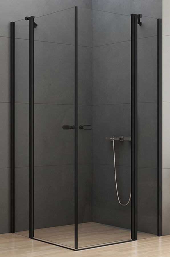 Darmowa Dostawa - Kabina prysznicowa 100x100 cm kwadratowa czarny mat/szkło przezroczyste New Trendy New Soleo Black K0556