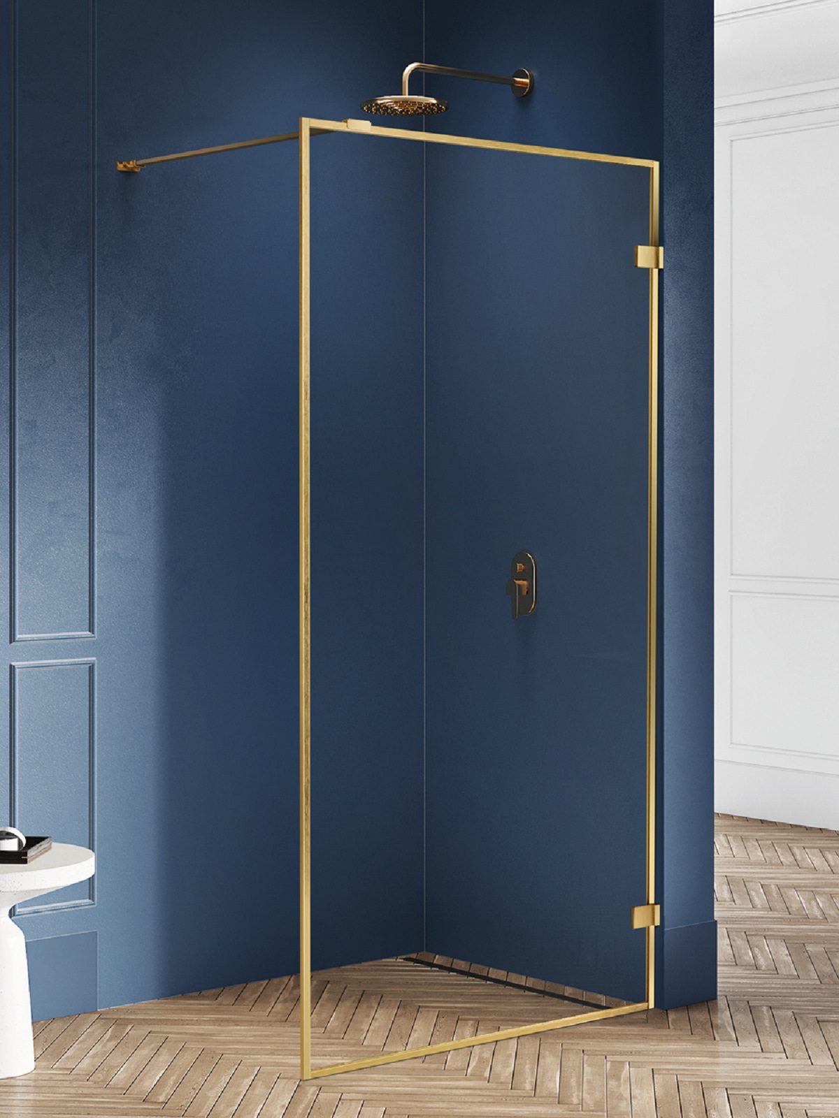 Darmowa Dostawa - Ścianka prysznicowa walk-in 110 cm złoty szczotkowany/szkło przezroczyste New Trendy Avexa Gold Brushed EXK3136