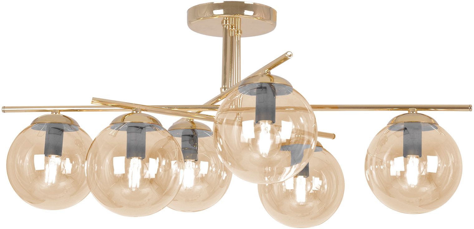 Darmowa Dostawa - Lampa podsufitowa 6x10 W złota-bursztynowa Kaja Grand K5414