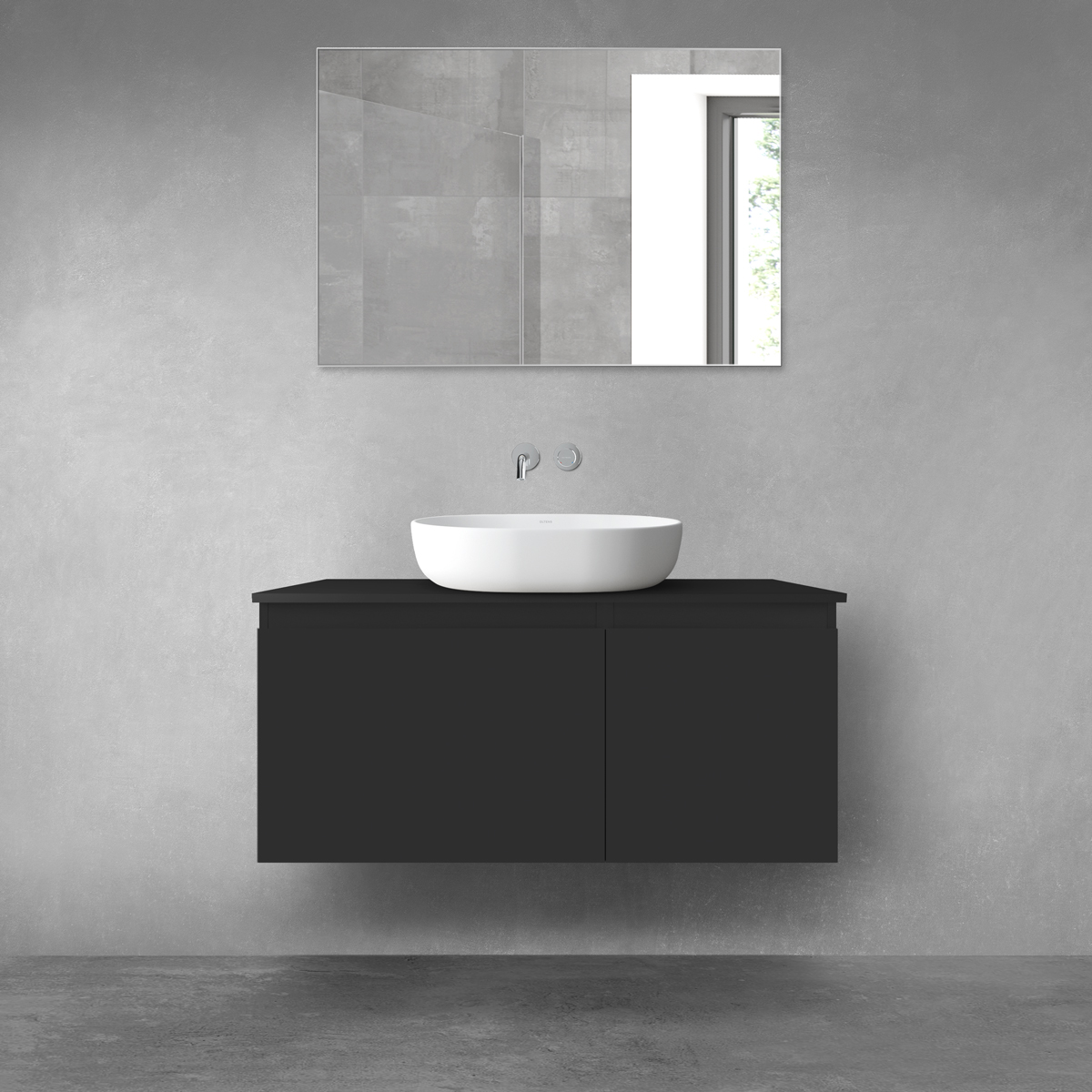 Darmowa Dostawa - Zestaw mebli łazienkowych 100x46.4x48.6 cm podumywalkowa wisząca czarna Oltens Vernal 68249300