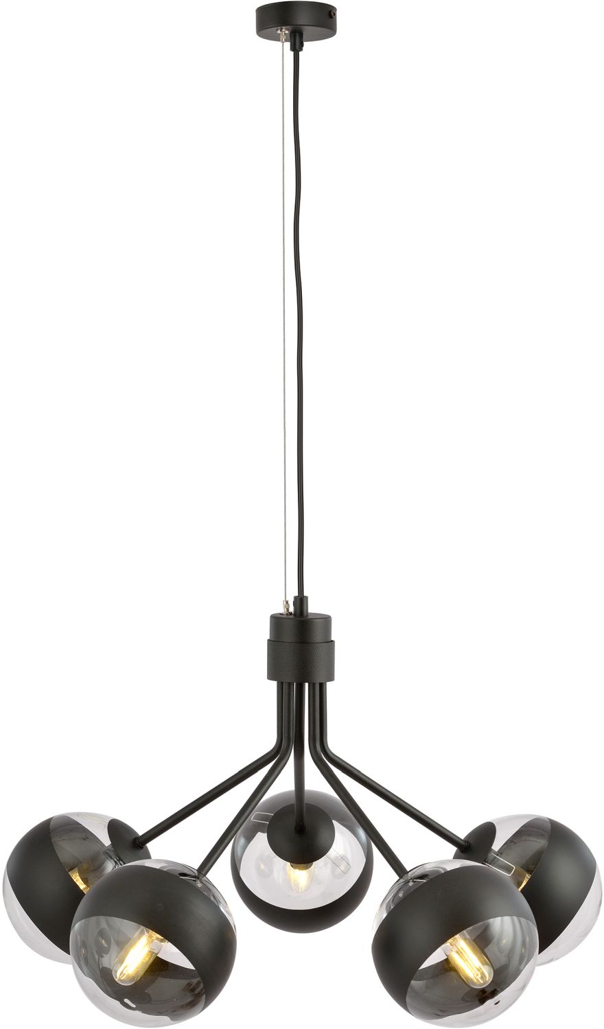 Darmowa Dostawa - Lampa wisząca 5x10 W czarna-przezroczysta Emibig Nova Stripe 11395