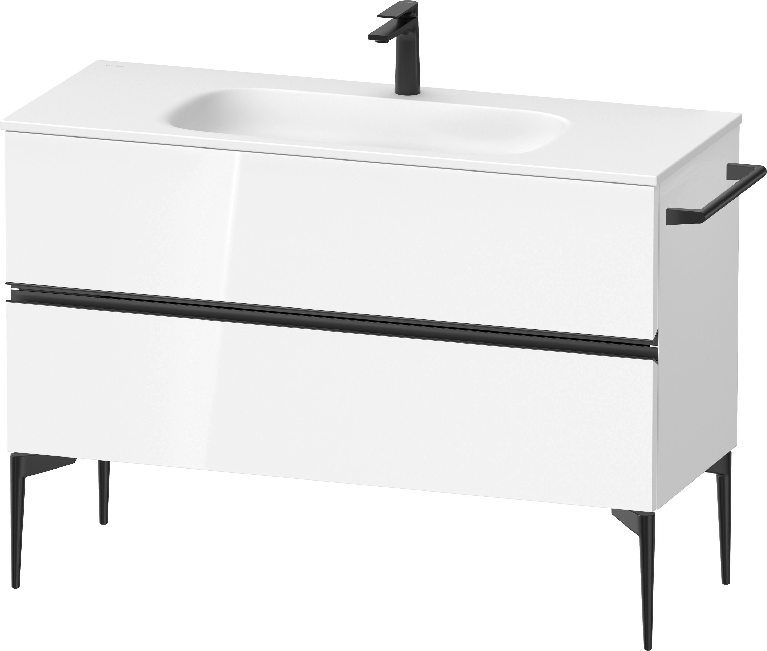 Darmowa Dostawa - Szafka 121x47.7x59.2 cm podumywalkowa wisząca biała-czarna Duravit Sivida SV46530BD220000