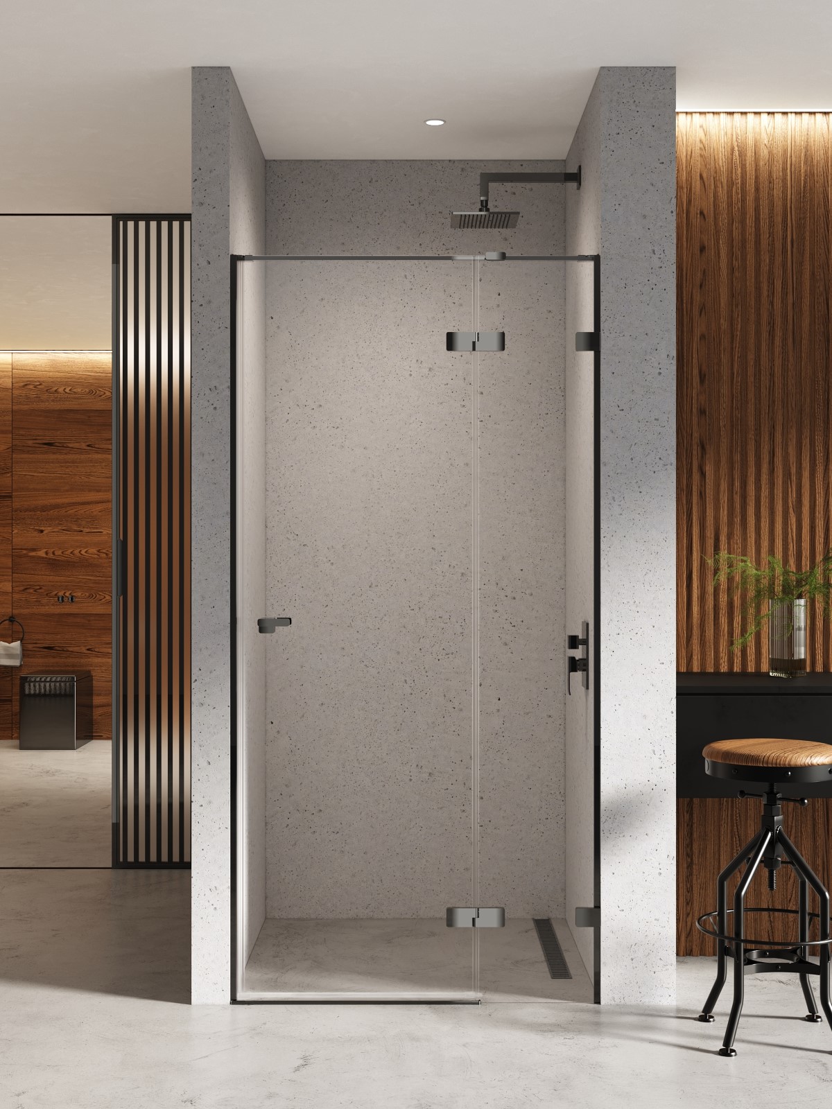 Darmowa Dostawa - Drzwi prysznicowe 110 cm uchylne czarny połysk/szkło przezroczyste New Trendy Eventa Black Chrome EXK6134