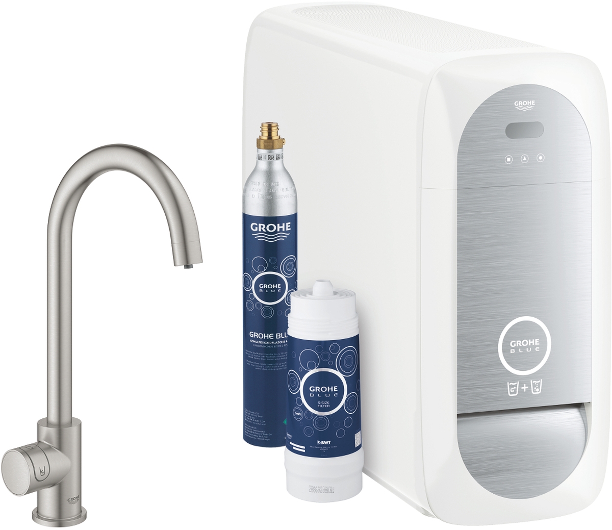 Darmowa Dostawa - Zawór kuchenny stojąca supersteel Grohe Blue 31498DC1
