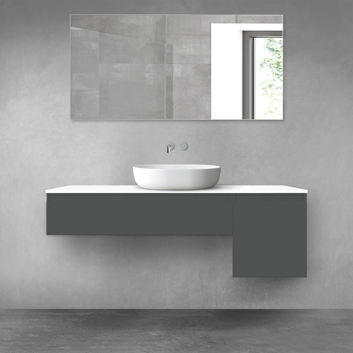 Darmowa Dostawa - Zestaw mebli łazienkowych 140x46.4x58.6 cm podumywalkowa wisząca biała Oltens Vernal 68285400