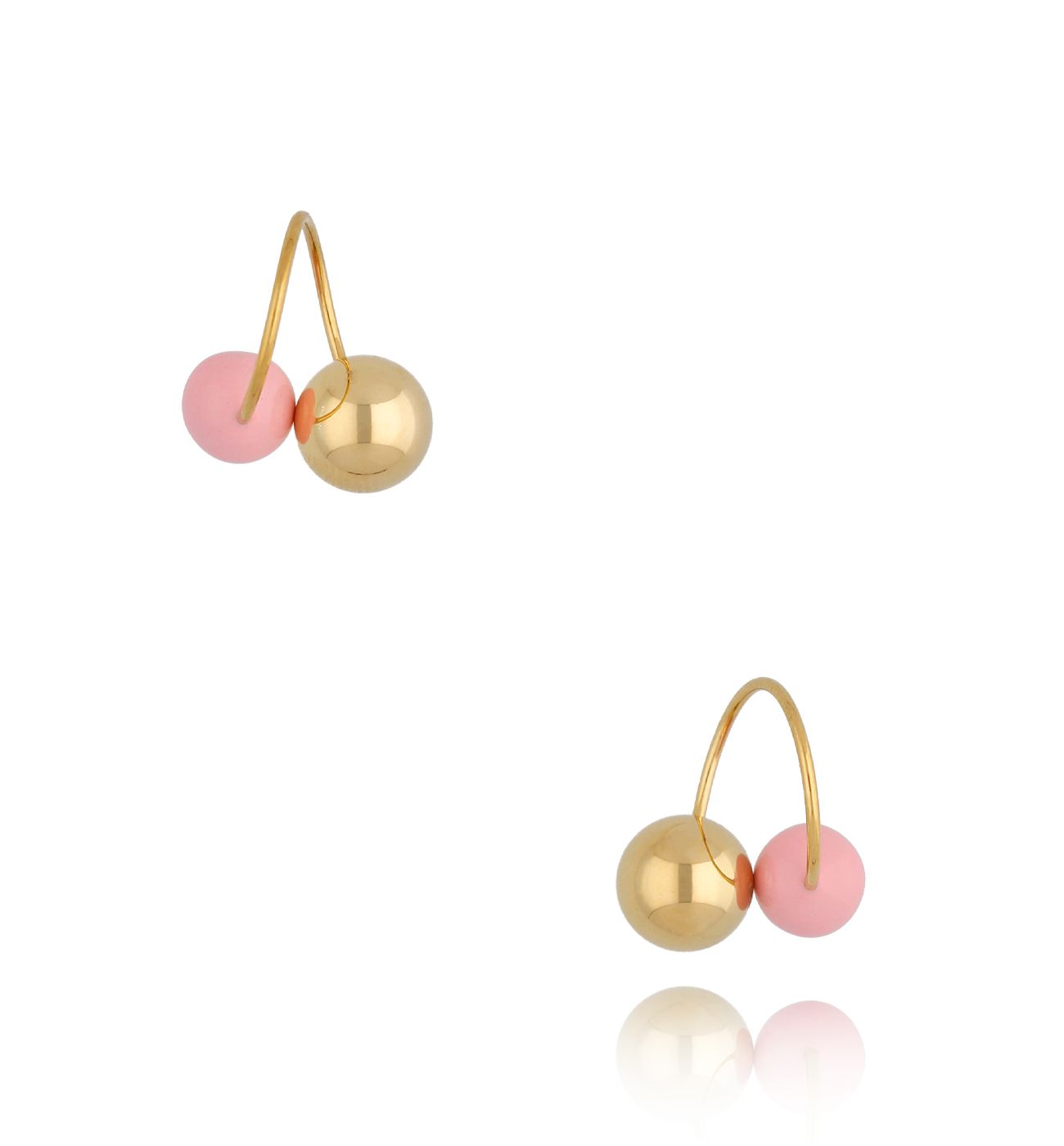 Kolczyki z kulkami i różową emalią Enamel Balls KSA0786