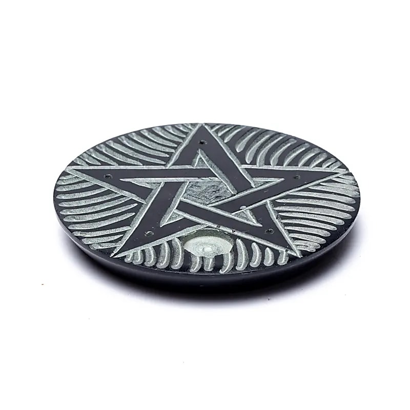 Podstawka do kadzideł kamienna - pentagram grawerowany