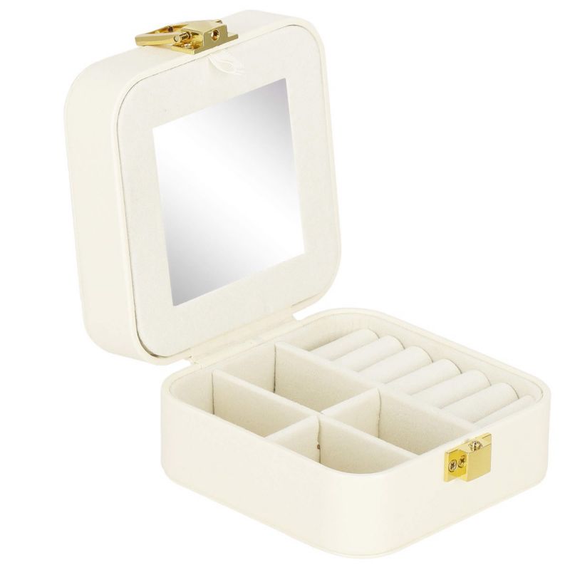 Szkatułka na biżuterię Springos 10x10x5 cm z przegródkami ekoskóra 1 szt.