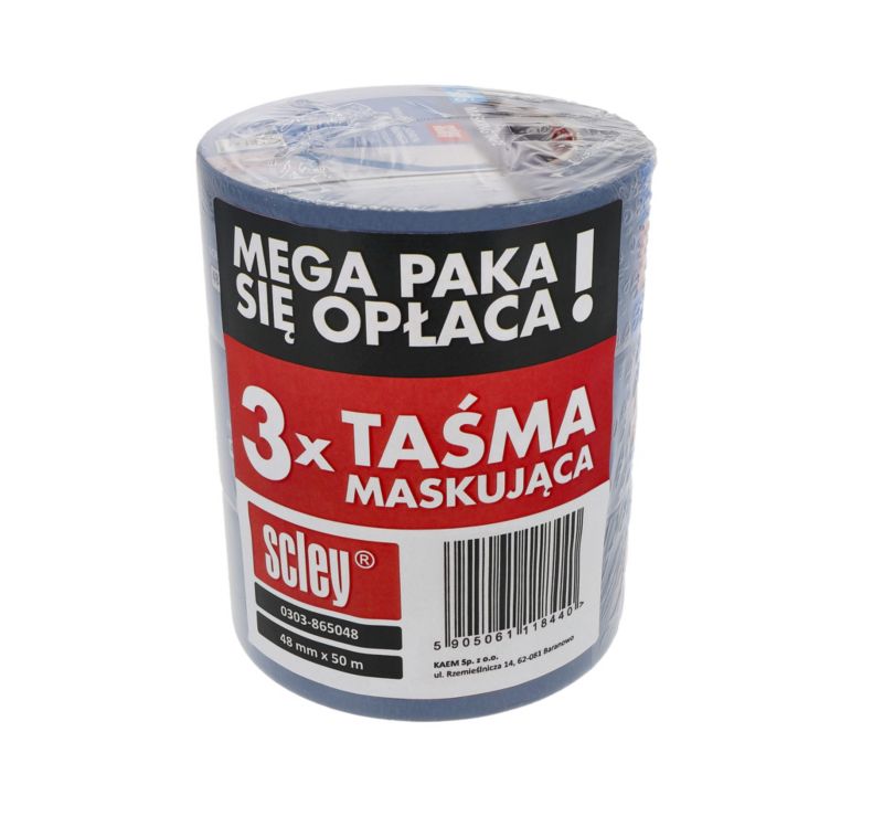 Taśma malarska Scley niebieska 48 mm x 50 m 3 szt.