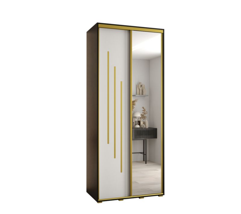Szafa przesuwna Abiks DAVOS 9 wysoka szer.100cm gł.60cm czarny/biały/złoty 1szt.