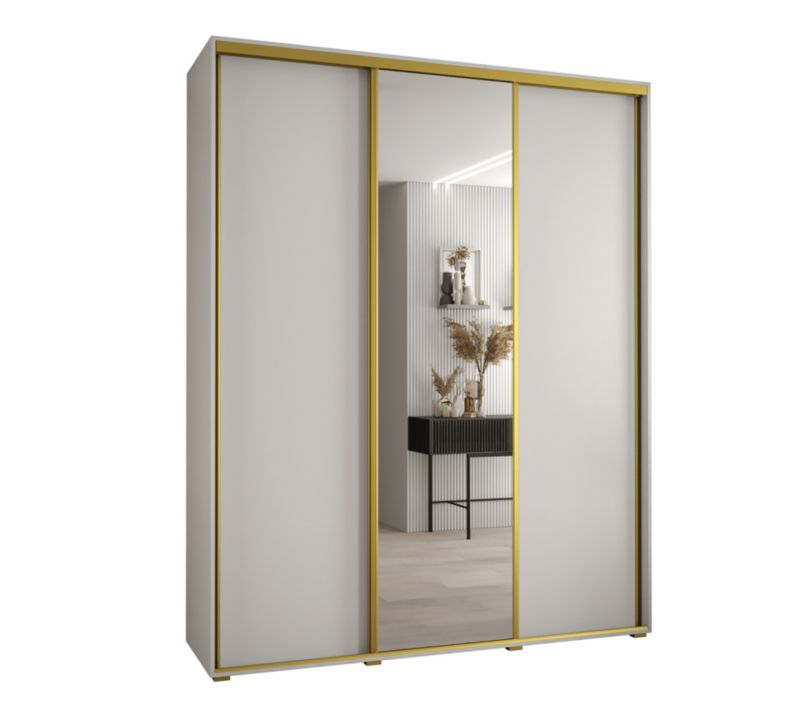 Szafa przesuwna Abiks DAVOS 3 wysoka szer.190cm gł.60cm biały/biały/złoty 1szt.