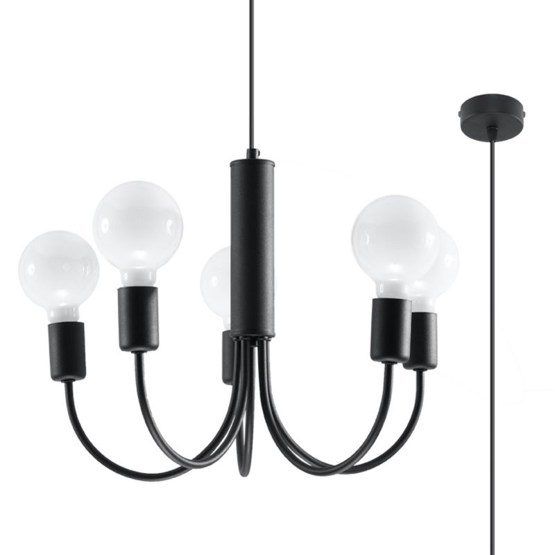 Żyrandol Sollux Lighting PICCOLO 5 czarny 1 szt.
