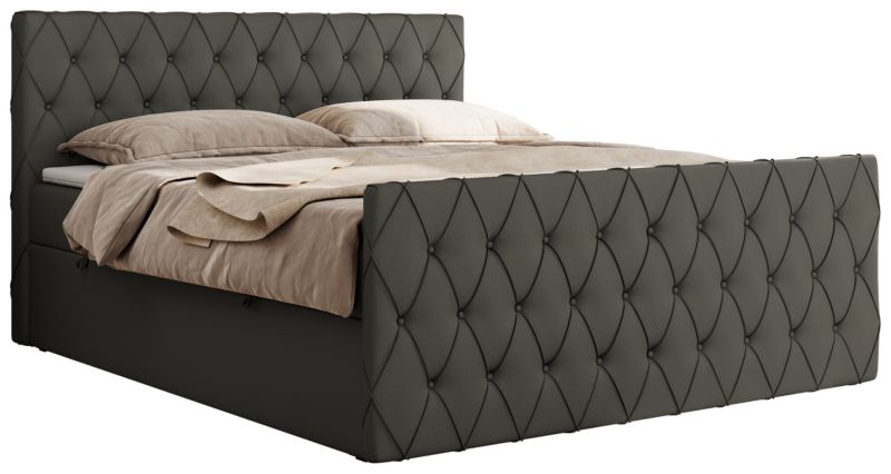 Łóżko kontynentalne MKS Meble MIREN DUO 180x200 H4 Szary ecoskóra 1szt.