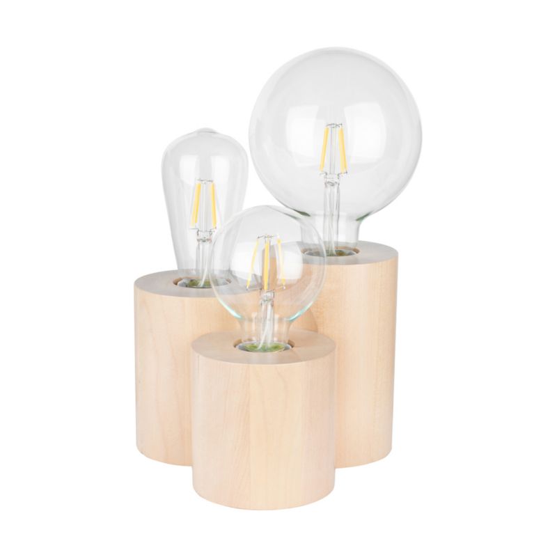 Drewniana Lampa Stołowa SPOT Light Round 3xE27 Max.15W Naturalna Brzoza FSC, Polski Producent, 1 szt.