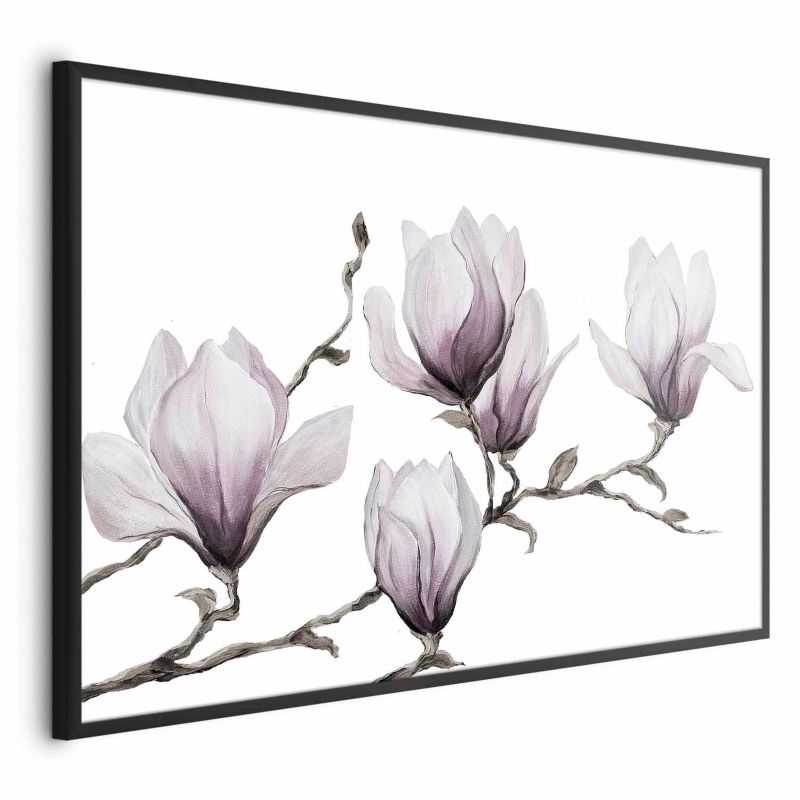 Plakat Artgeist Malowane magnolie 42x29,7 cm z ramą czarną 1 szt