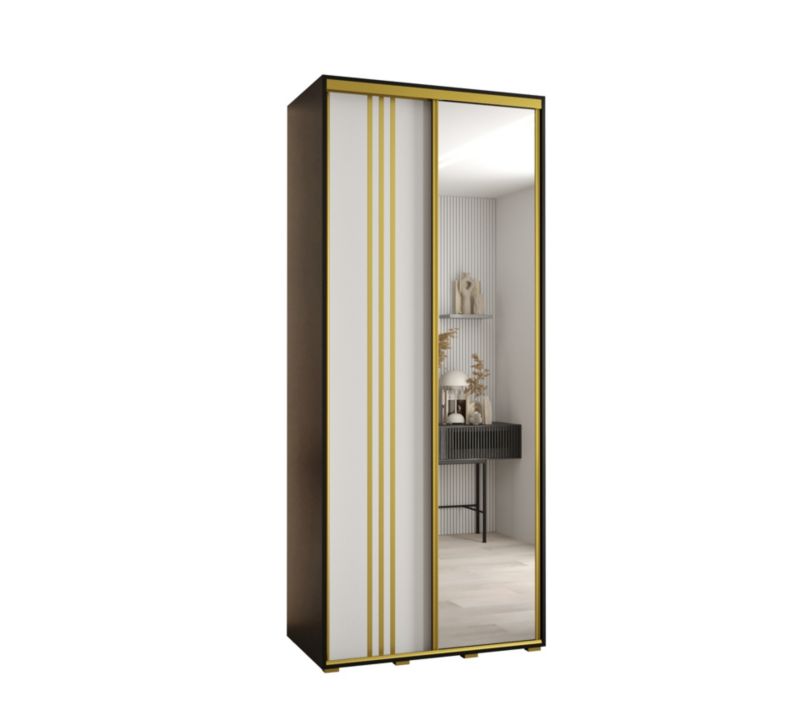 Szafa przesuwna Abiks DAVOS 7 wysoka szer.120cm gł.60cm czarny/biały/złoty 1szt.