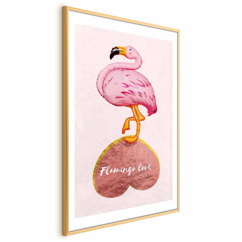 Plakat Artgeist Zakochany flaming 29,7x42 cm z ramą złotą 1 szt