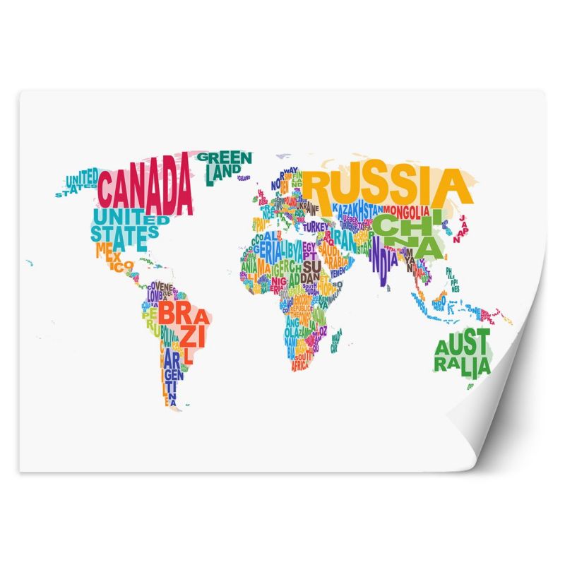Fototapeta Feeby Mapa świata kolorowe napisy 350x245 1 szt