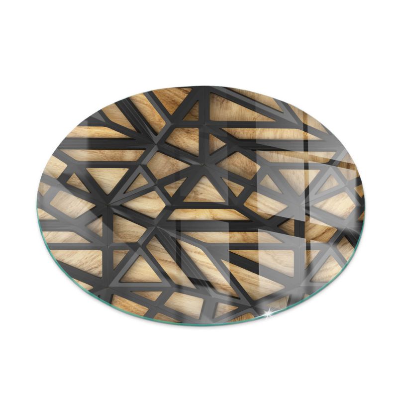 Podkładka szklana Tulup fi70 cm Geometria z drewnem 1 szt.