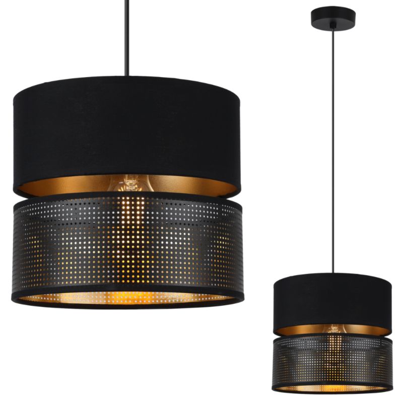 Lampa sufitowa wisząca Light Home LH Asti Duo 1x E27 60W klosz 20cm czarny/złoty 1szt.