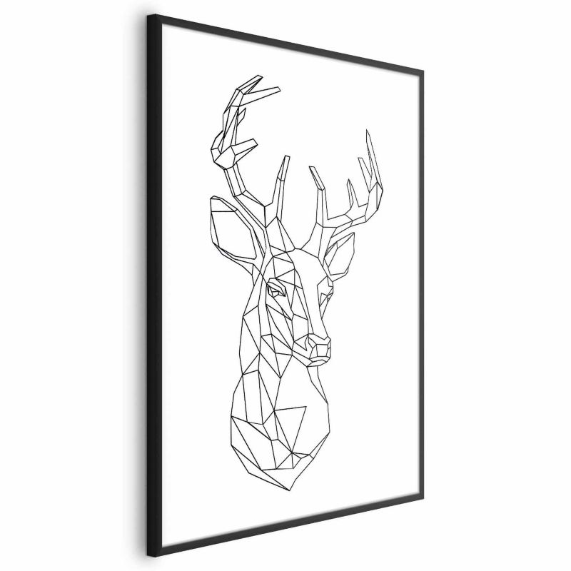 Plakat Artgeist Geometryczny jeleń 60x90 cm z ramą czarną 1 szt