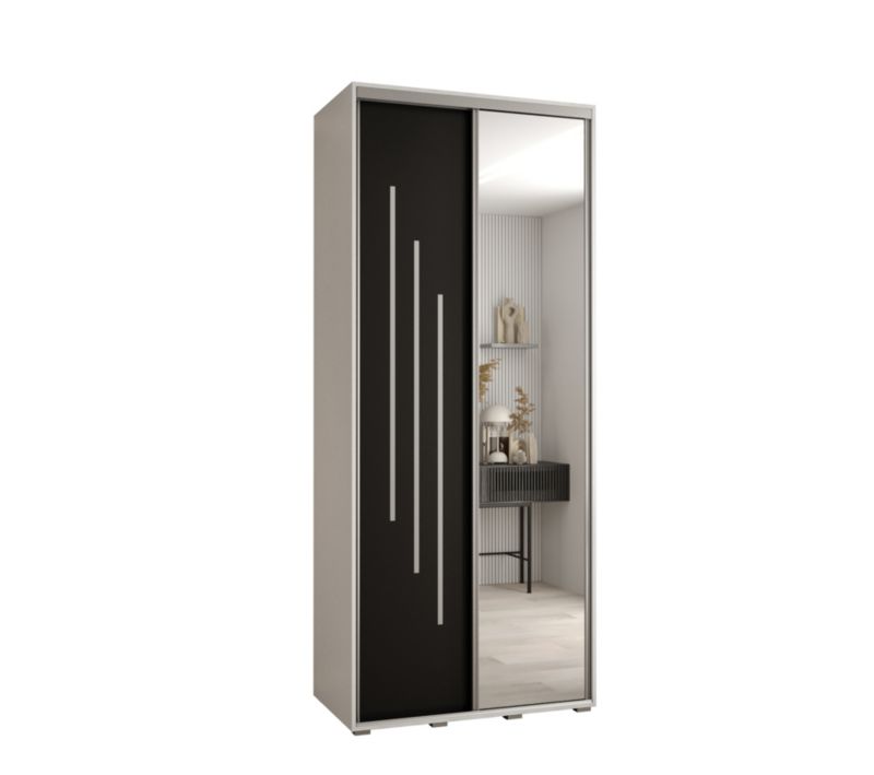 Szafa przesuwna Abiks DAVOS 9 wysoka szer.120cm gł.45cm biały/czarny/srebrny 1szt.