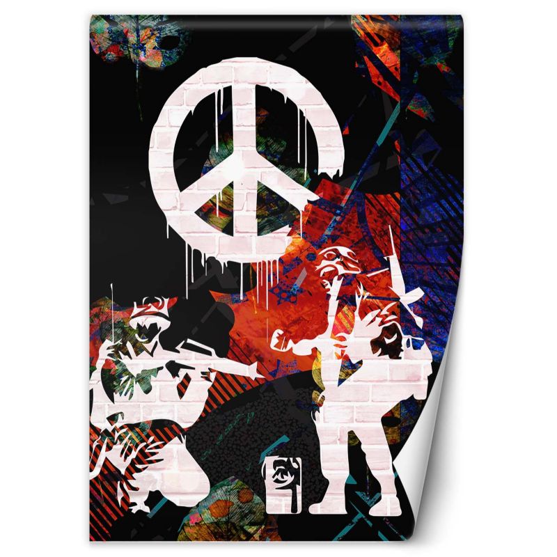 Fototapeta Feeby Banksy Żołnierze i malowany znak pokoju 100x140 1 szt