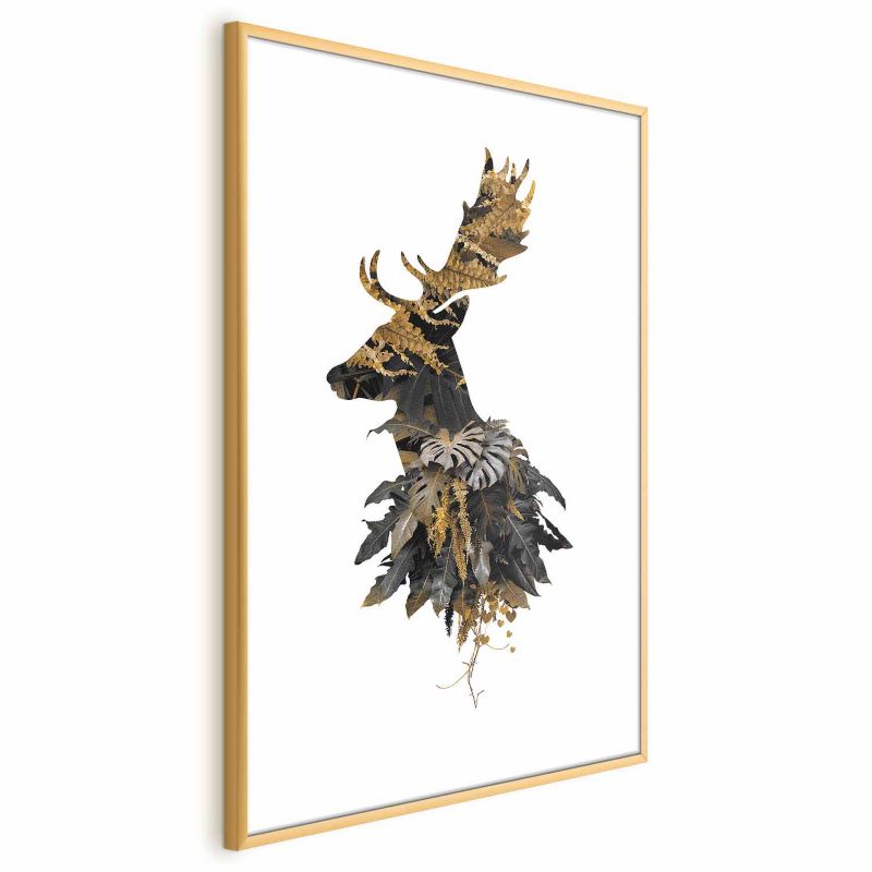 Plakat Artgeist Leśny jeleń 40x60 cm z ramą złotą 1 szt