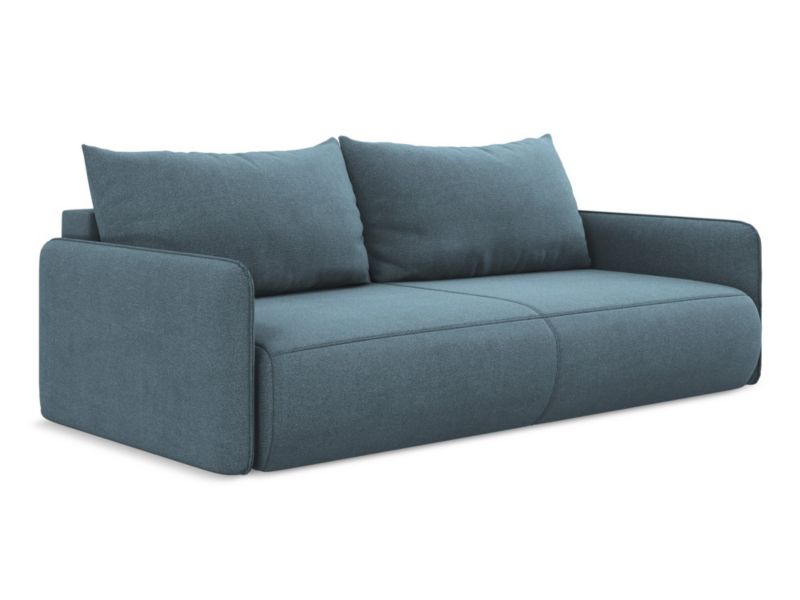 Kanapa 3-osobowa z funkcją spania Makamii Nanea z tkaniny strukturalnej 216x105 cm jasny niebieski 1 szt.