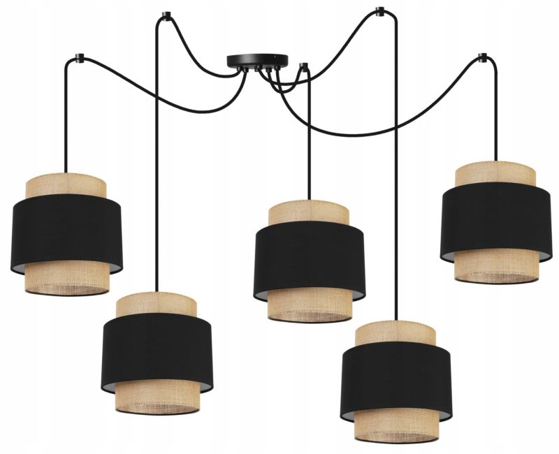 Lampa sufitowa wisząca Light Home LH Boho Juta 5x E27 60W czarny 1szt.