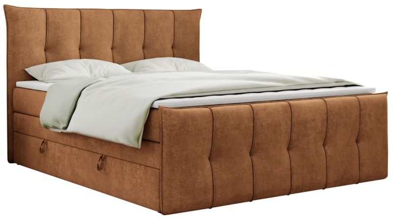 Łóżko kontynentalne MKS Meble PREMIUM 11 KING 160x200 H3 Pomarańczowy struktura 1szt.