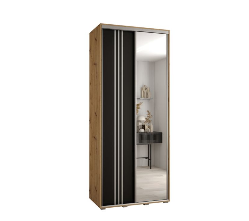 Szafa przesuwna Abiks DAVOS 7 wysoka szer.100cm gł.60cm artisan/czarny/srebrny 1szt.