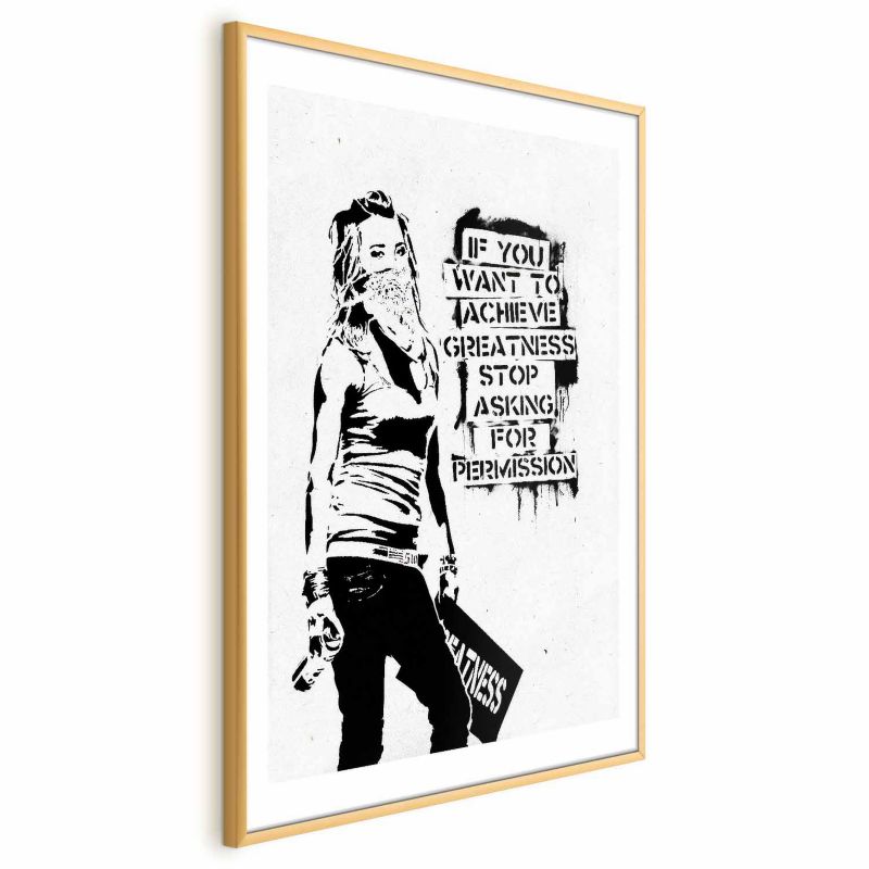 Plakat Artgeist Dziewczyna z graffiti 21x30 cm z ramą złotą 1 szt