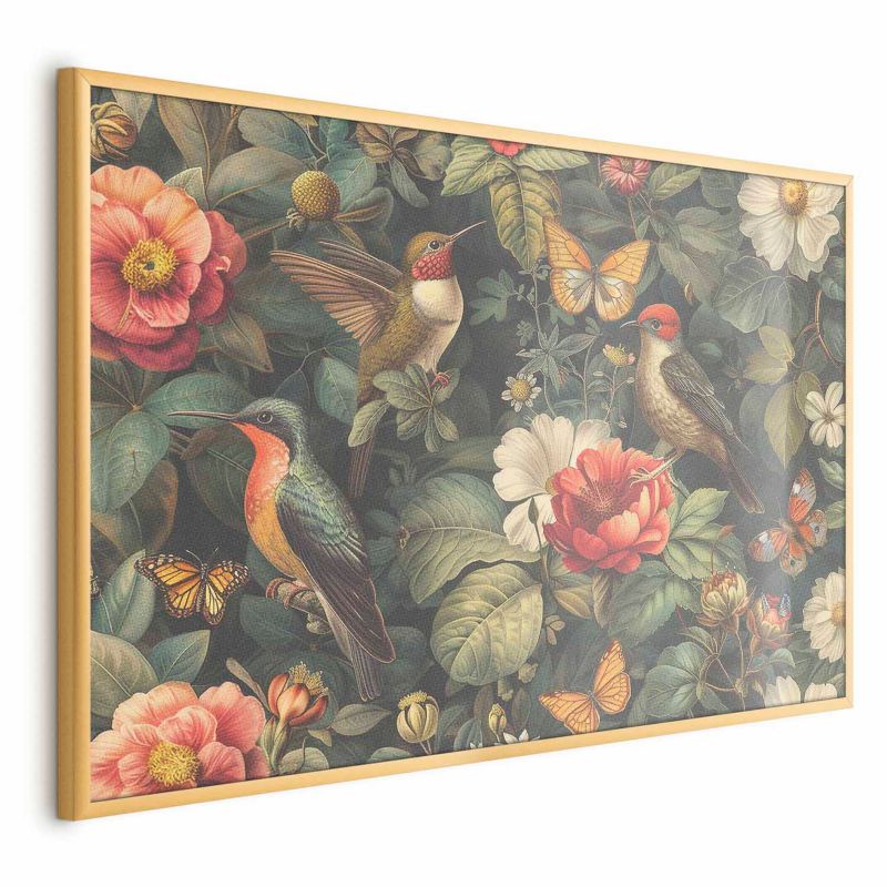 Plakat Artgeist Kwiaty i motyle 42x29,7 cm z ramą złotą 1 szt