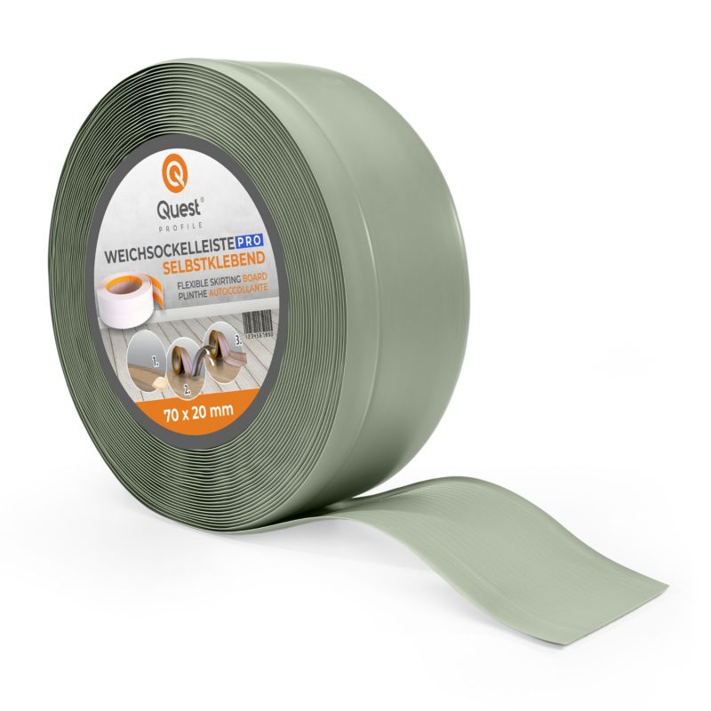 Listwa przypodłogowa PCV 70x20mm, QUEST, elastyczna, miękka listwa podłogowa, cokołowa, jasnozielony, 15m