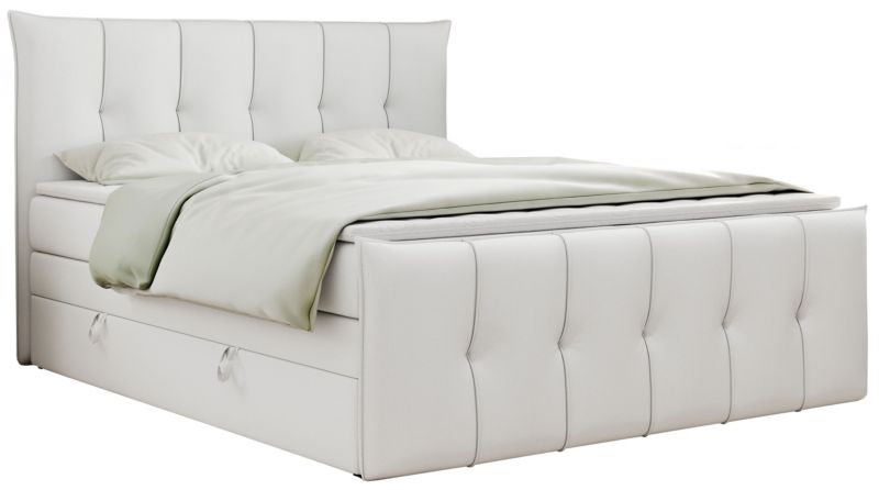 Łóżko kontynentalne MKS Meble PREMIUM 11 KING 140x200 H3 Biały ecoskóra 1szt.