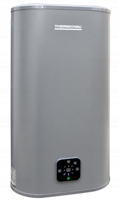 Elektryczny ogrzewacz wody Thermoval pojemnościowy 80 L Aqua Ti-80 L-G ze sterowaniem WIFI obudowa "Slim" szary 1 szt.